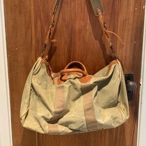 Ralph Lauren Double RL RRL Leather Trim canvas military dufflel bag